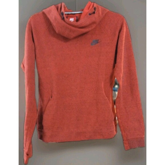 Nike Funnel Neck Hoodie M Rust Red Heather Pullover Athleisure EUC - Picture 1 of 8